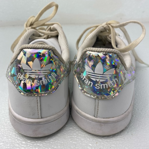 ADIDAS Stan Smith Iridescent Heel White Sneakers Youth 5.5 - Picture 4 of 8